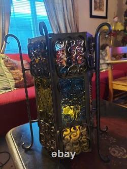 Vintage Spanish Revival/Gothic Wrought Iron Lantern Early To Mid 20th Century