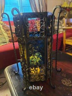 Vintage Spanish Revival/Gothic Wrought Iron Lantern Early To Mid 20th Century