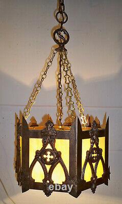 Vintage Stained Glass Gothic Lantern Light