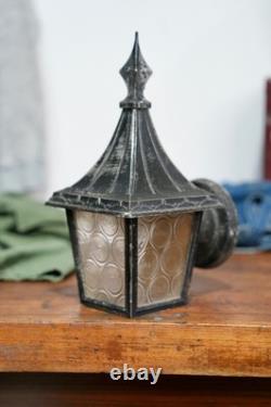 Vintage Storybook Tudor Gothic Lantern Porch Light Fixture Witch Hat Lamp Black