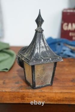 Vintage Storybook Tudor Gothic Lantern Porch Light Fixture Witch Hat Lamp Black