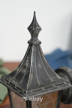 Vintage Storybook Tudor Gothic Lantern Porch Light Fixture Witch Hat Lamp Black