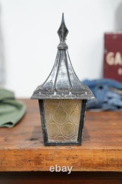 Vintage Storybook Tudor Gothic Lantern Porch Light Fixture Witch Hat Lamp Black