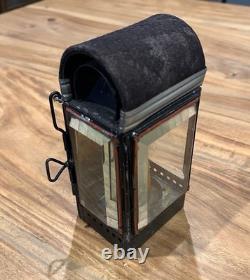 Vintage Swiss Army Candle Lantern Beveled Glass Military Field Camping Antique