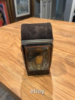 Vintage Swiss Army Candle Lantern Beveled Glass Military Field Camping Antique