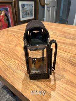 Vintage Swiss Army Candle Lantern Beveled Glass Military Field Camping Antique