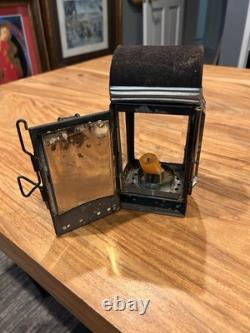 Vintage Swiss Army Candle Lantern Beveled Glass Military Field Camping Antique