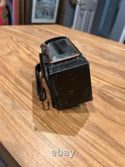 Vintage Swiss Army Candle Lantern Beveled Glass Military Field Camping Antique