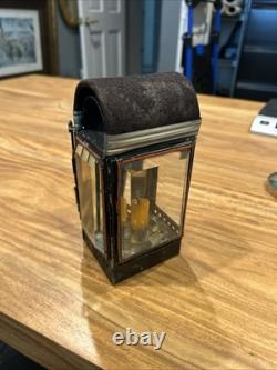Vintage Swiss Army Candle Lantern Beveled Glass Military Field Camping Antique