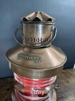 Vintage TOPLICHT Copper Lantern Nautical Maritime Ship Navigation Light 14