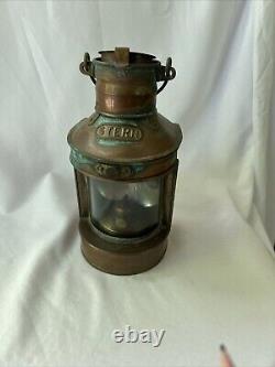 Vintage TUNG WOO Brass Nautical Ship STERN Oil Light Lantern Made In Hong Kong