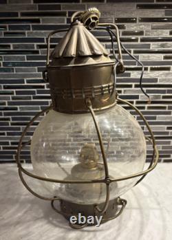 Vintage TUNG WOO Hong Kong Onion Ship Lantern Brass Copper Glass Oil Maritime