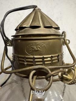 Vintage TUNG WOO Hong Kong Onion Ship Lantern Brass Copper Glass Oil Maritime