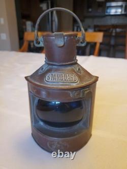 Vintage Tung Woo Copper Brass Masthead Nautical Lantern With Glass