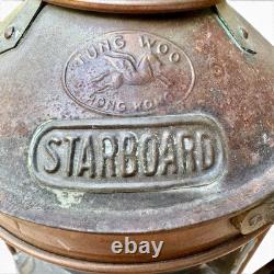 Vintage Tung Woo Ship Lantern Brass Maritime Oil Lamp w Burner Hong Kong