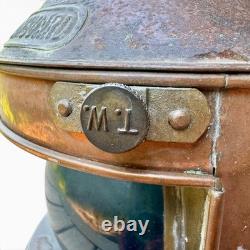 Vintage Tung Woo Ship Lantern Brass Maritime Oil Lamp w Burner Hong Kong