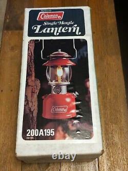 Vintage UNOPENED NOS Coleman Lantern 200A195 Red Sealed Box Single Mantle