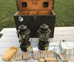 Vintage US Military Marine Corps Gas Lanterns 1984 In Wood Box