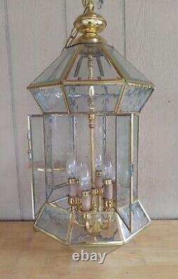 Vintage Underwriters Laboratories antique brass lantern Chandelier read descript