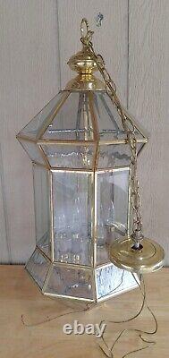 Vintage Underwriters Laboratories antique brass lantern Chandelier read descript