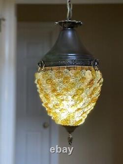 Vintage Venetian Glass Rosette Beaded Basket Chandelier Ceiling Light Lantern