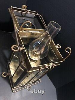 Vintage Viking Brass Ship Lantern Nautical Antique Hanging Oil Lamp