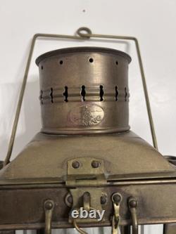 Vintage Viking Brass Ship Lantern Nautical Hanging Oil Lamp With 6 Inch Chimney