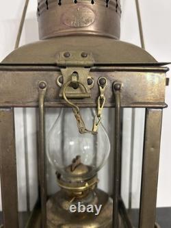 Vintage Viking Brass Ship Lantern Nautical Hanging Oil Lamp With 6 Inch Chimney