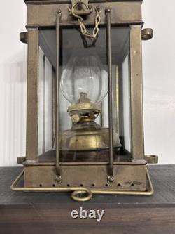 Vintage Viking Brass Ship Lantern Nautical Hanging Oil Lamp With 6 Inch Chimney
