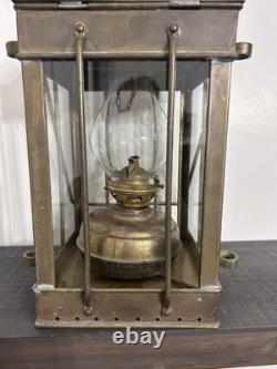 Vintage Viking Brass Ship Lantern Nautical Hanging Oil Lamp With 6 Inch Chimney