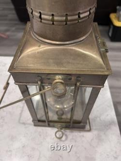 Vintage Viking Brass Ship Lantern Nautical Hanging Oil Lamp With 6 Inch Chimney