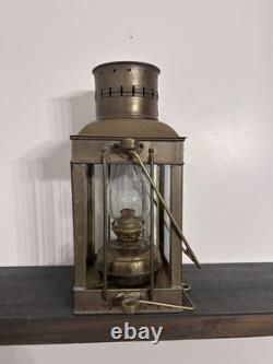 Vintage Viking Brass Ship Lantern Nautical Hanging Oil Lamp With 6 Inch Chimney