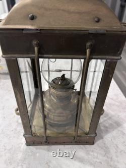 Vintage Viking Brass Ship Lantern Nautical Hanging Oil Lamp With 6 Inch Chimney