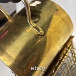 Vintage Viking Solid Caged Nautical Brass Oil Ship Boat Lantern Glass Panels