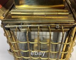 Vintage Viking Solid Caged Nautical Brass Oil Ship Boat Lantern Glass Panels