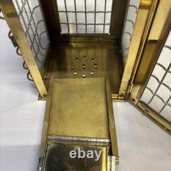 Vintage Viking Solid Caged Nautical Brass Oil Ship Boat Lantern Glass Panels