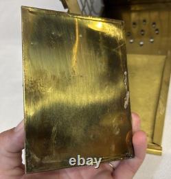Vintage Viking Solid Caged Nautical Brass Oil Ship Boat Lantern Glass Panels