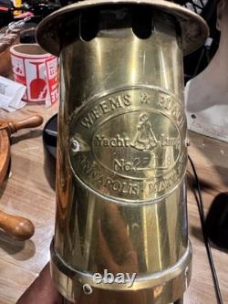 Vintage Weems & Plath 10 Solid Brass Yacht Lamp Oil Lantern Model 700 Maritime