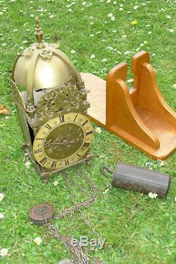 Vintage William Grey, London Verge Escapement Lantern Clock Bracket & Weight