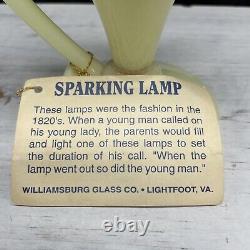 Vintage Williamsburg Glass Co Burmese Uranium Lantern Sparking Lamp Glows