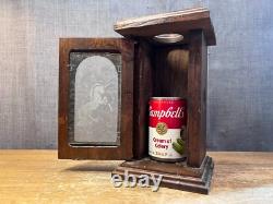 Vintage Wooden Candle Lantern Unicorn Front Glass Antique Holder Unique Retro