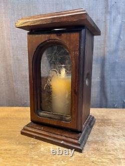 Vintage Wooden Candle Lantern Unicorn Front Glass Antique Holder Unique Retro