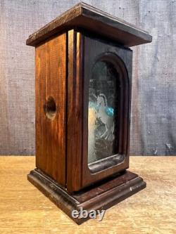 Vintage Wooden Candle Lantern Unicorn Front Glass Antique Holder Unique Retro