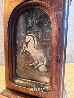 Vintage Wooden Candle Lantern Unicorn Front Glass Antique Holder Unique Retro