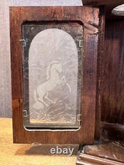 Vintage Wooden Candle Lantern Unicorn Front Glass Antique Holder Unique Retro
