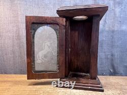 Vintage Wooden Candle Lantern Unicorn Front Glass Antique Holder Unique Retro