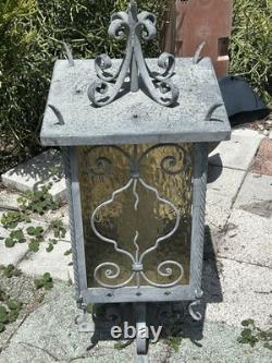 Vintage Wrought Iron And Glass Lantern- Outdoor