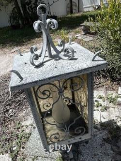 Vintage Wrought Iron And Glass Lantern- Outdoor