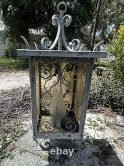 Vintage Wrought Iron And Glass Lantern- Outdoor