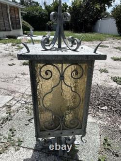 Vintage Wrought Iron And Glass Lantern- Outdoor